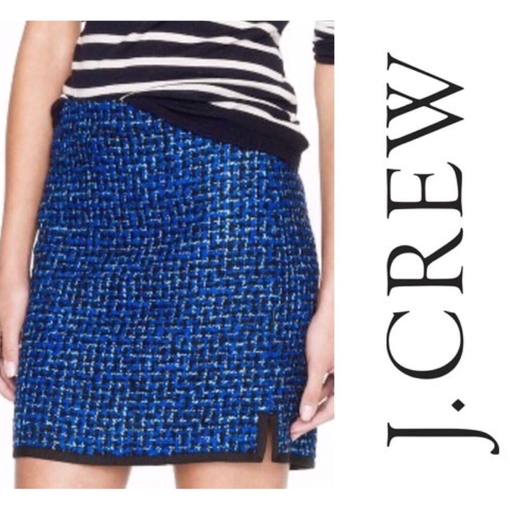 J. Crew | Blue Tweed “postage stamp” Skirt